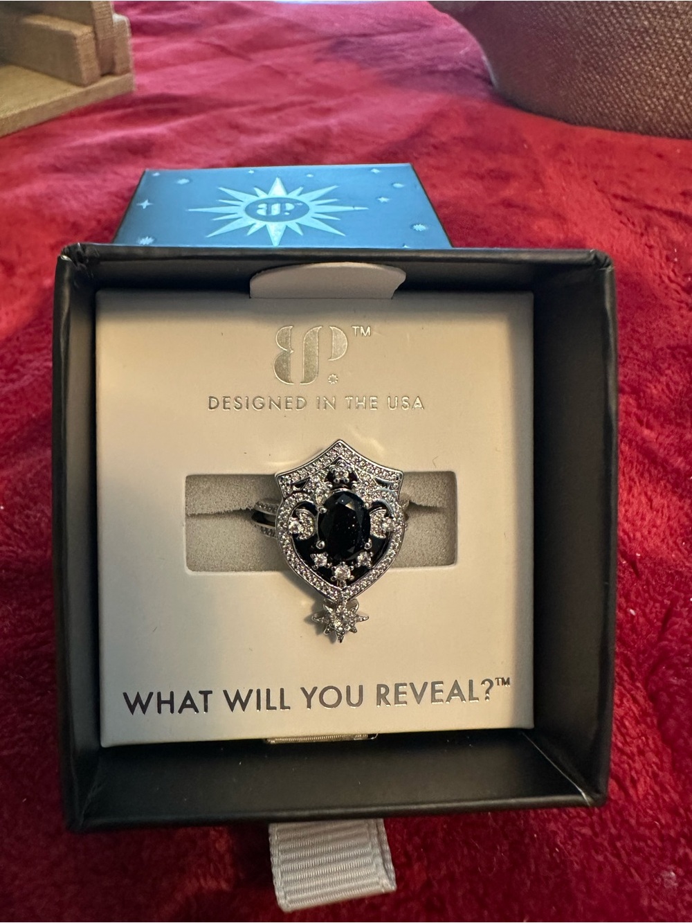 Black  Stone Shield Ring — Designed in the USA